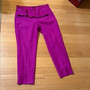 J.Crew Slim Trouser with Ruffle Waist in wool flannel heather beet pink size 6